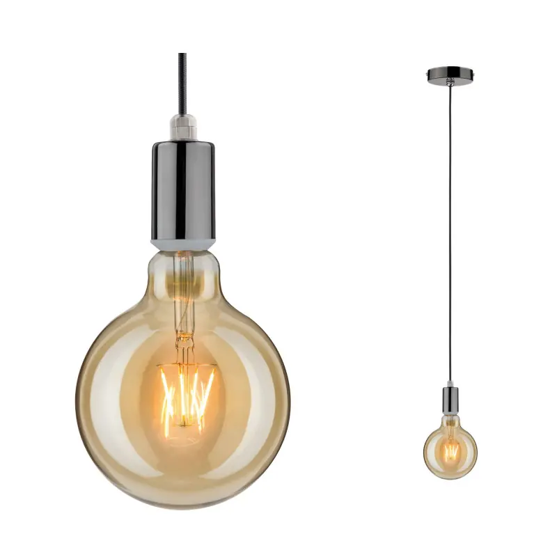 Suspensions Larus IP44 max1x20W E27 Chrome Noir 230V Métal