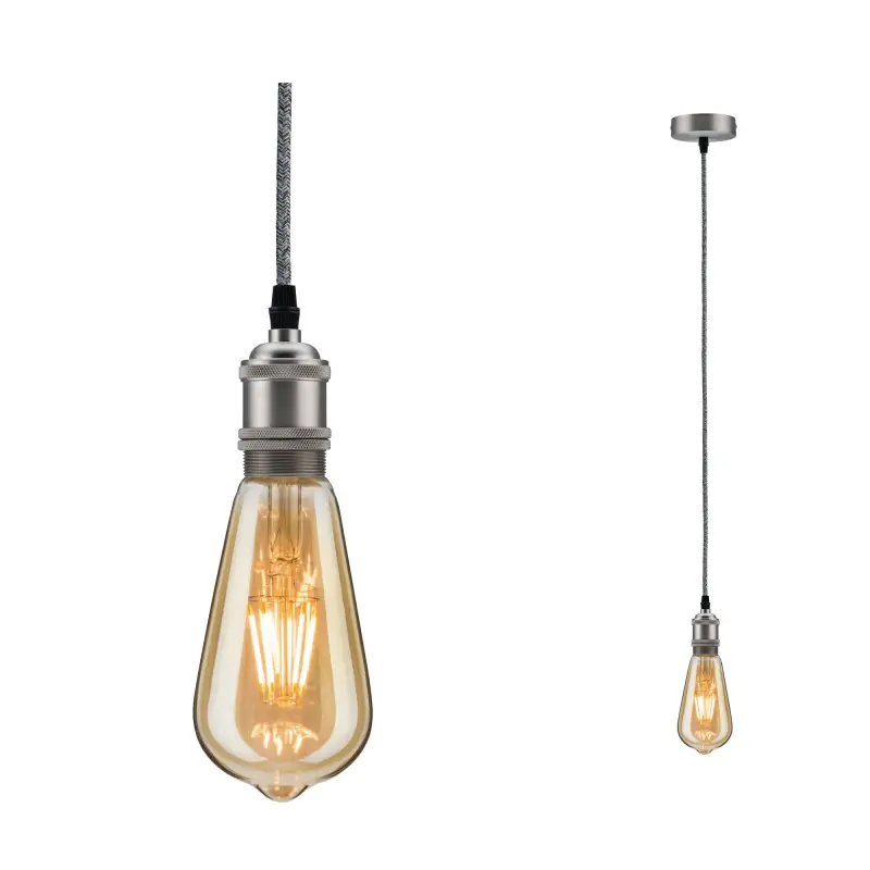 Lum en susp Neordic Eldar max1x20W E27 Gris/Nickel brossé 230 V Métal