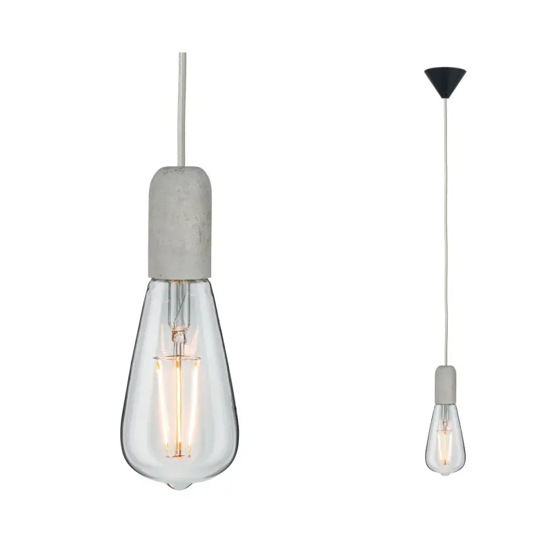 Lum en susp Neordic Jano max1x20W E27 Gris/Noir 230V béton/plastique