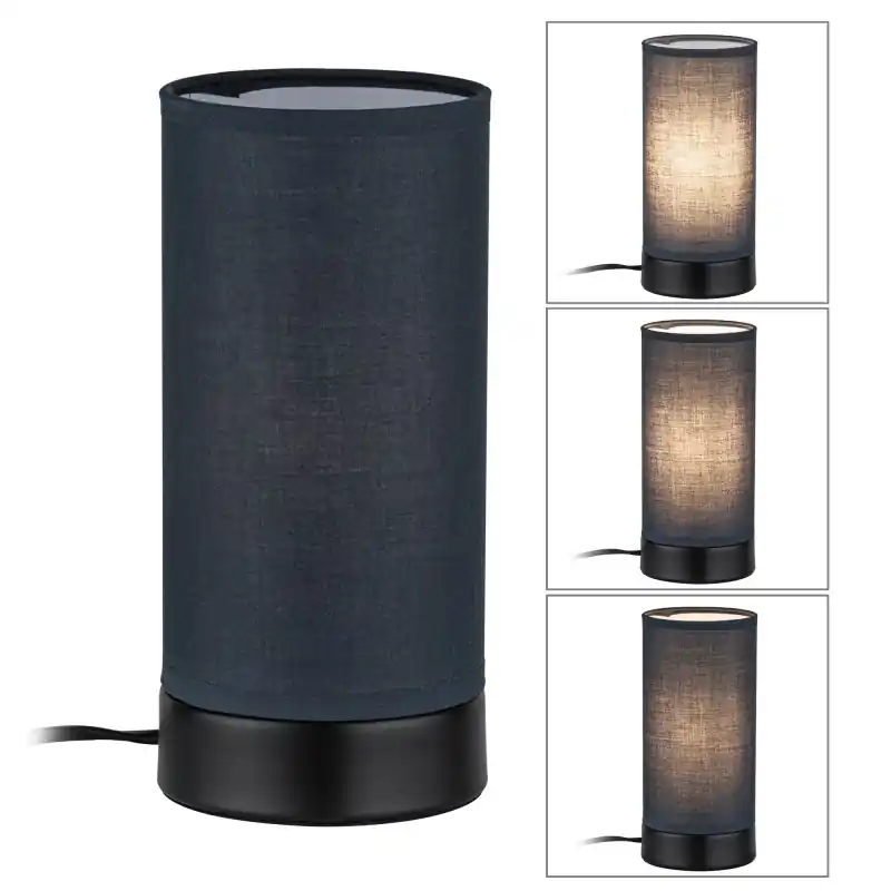 Lampe à poser Pia max.1x25W E14 Noir mat/Gris 230V Métal/tissu