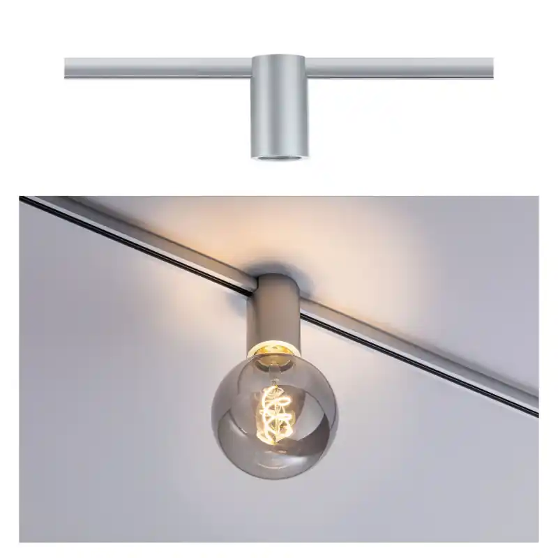 URail Ceiling Socket max1x20W E27 Chrome dépoli 230V Métal