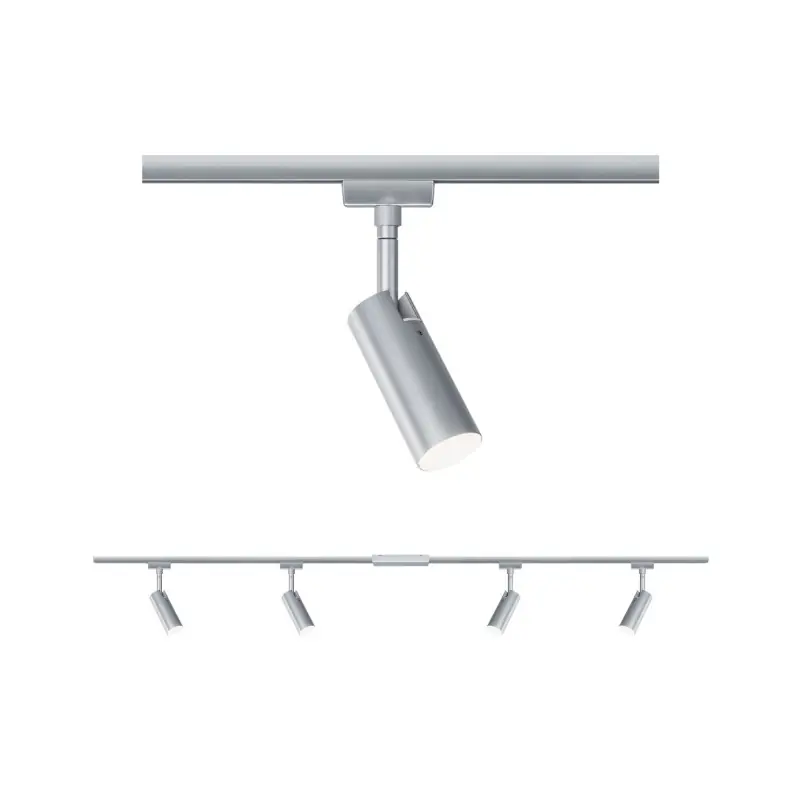 Kit URail Tubo 4x5W Chrome mat/Chrome 230 V, métal/plastique