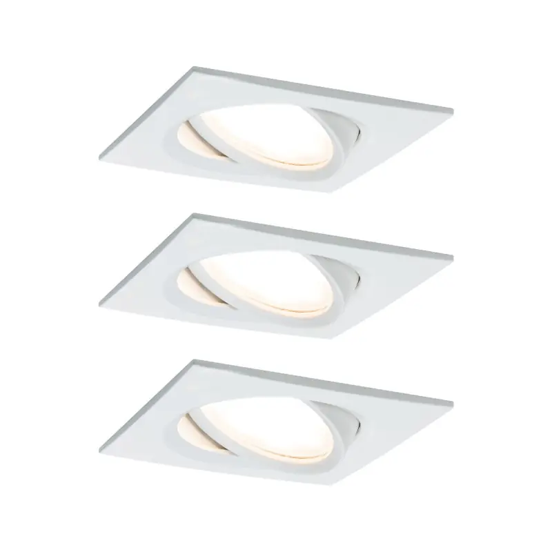 Kit enc Nova Plus Coin gra carré orient LED 3x6,8W 633lm 2700K Blc dépoli/alu