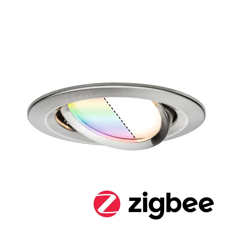 Kit enc Nova Plus ZB Coin RGBW rond ori LED 1x2,5W 230V 51mm acier brut/alu zinc