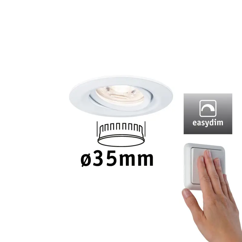 Kit enc Nova mini Plus Coin EasyDim orientable 1x4,2W 2700K 230V blanc dp/al