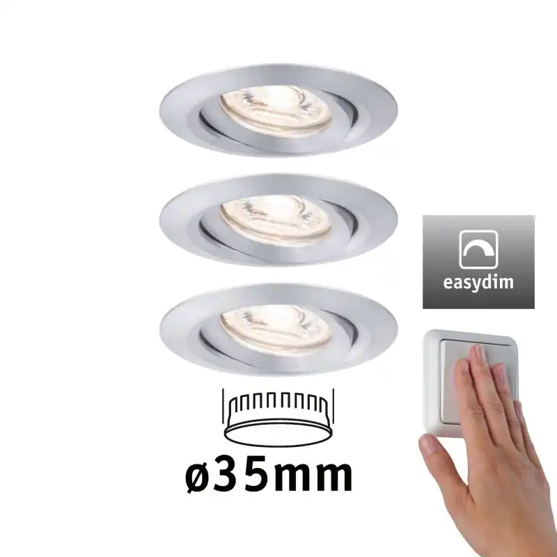 Kit enc Nova mini Plus Coin EasyDim orientable 3x4,2W 2700K 230V Alu bro/alu