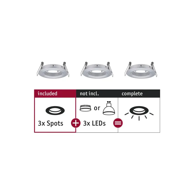 ENC Choose 3 spots fixes max 3x10W Alu tourné alu 230V 51mm