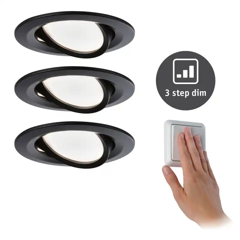 ENC Nova Coin 3 niv grad rond Noir LED 3x6,5W 2700K 230V Noir mat/Alu