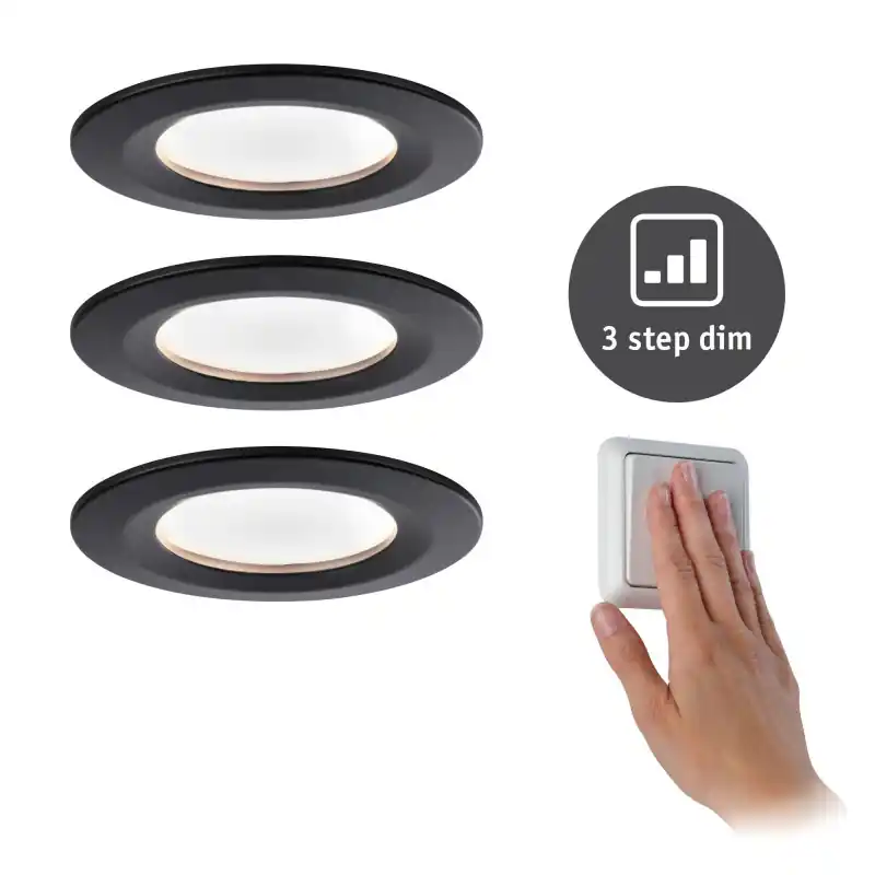 ENC Nova Coin 3 niv grad rond fixe LED 3x6,5W 2700K 230V Noir mat/Alu