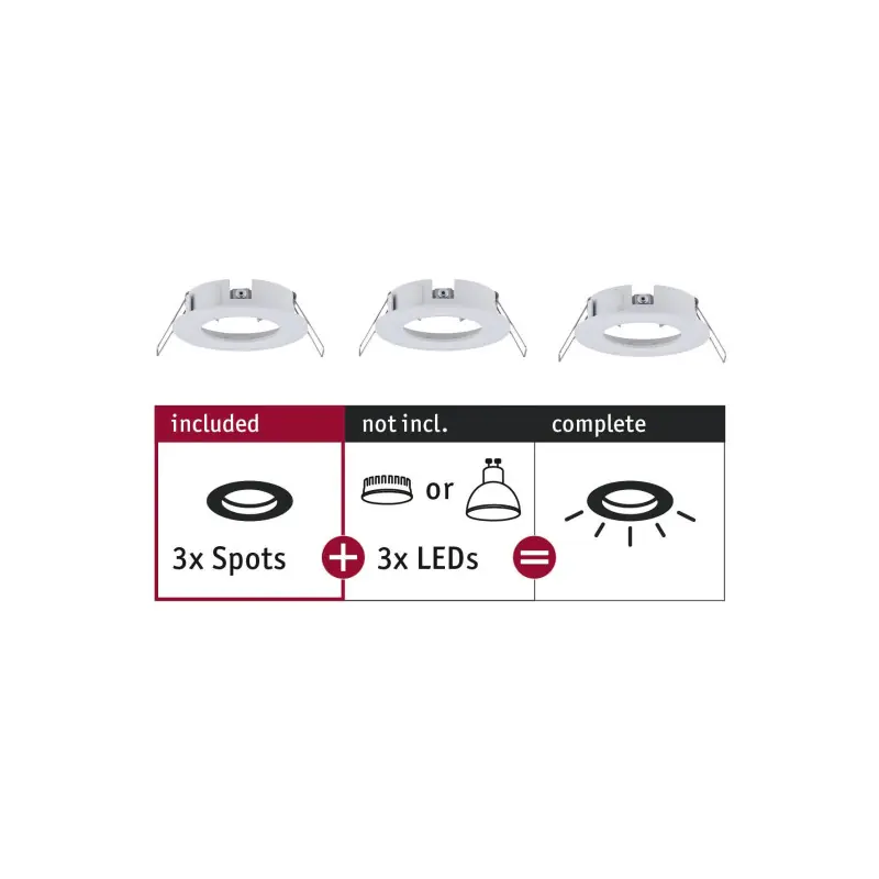 ENC Choose 3 spots fixes max 3x10W Blanc dépoli alu 230V 51mm