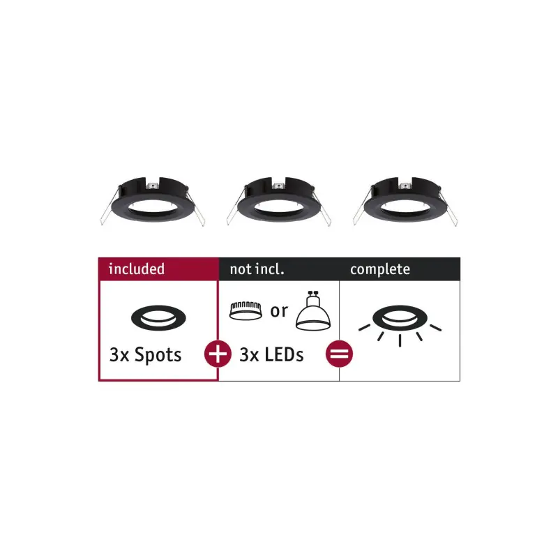 ENC Choose 3 spots fixes max 3x10W Noir mat alu 230V 51mm