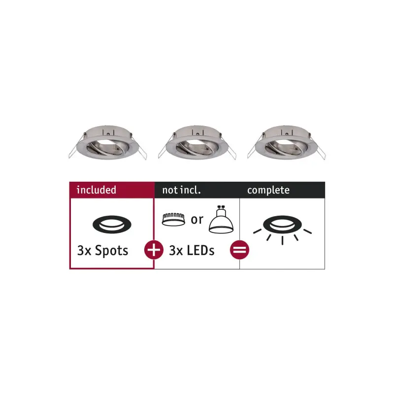 ENC Choose 3 spots orientables max 3x10W 230V 51mm acier bros alu