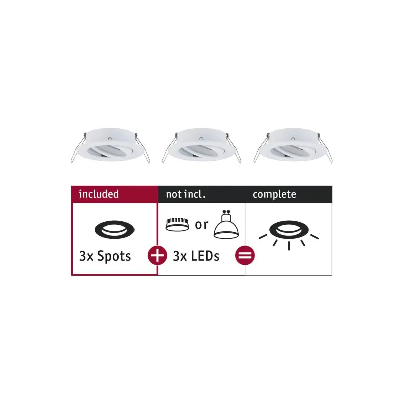 ENC Choose 3 spots orientables max 3x10W 230V 51mm Blanc dépoli alu