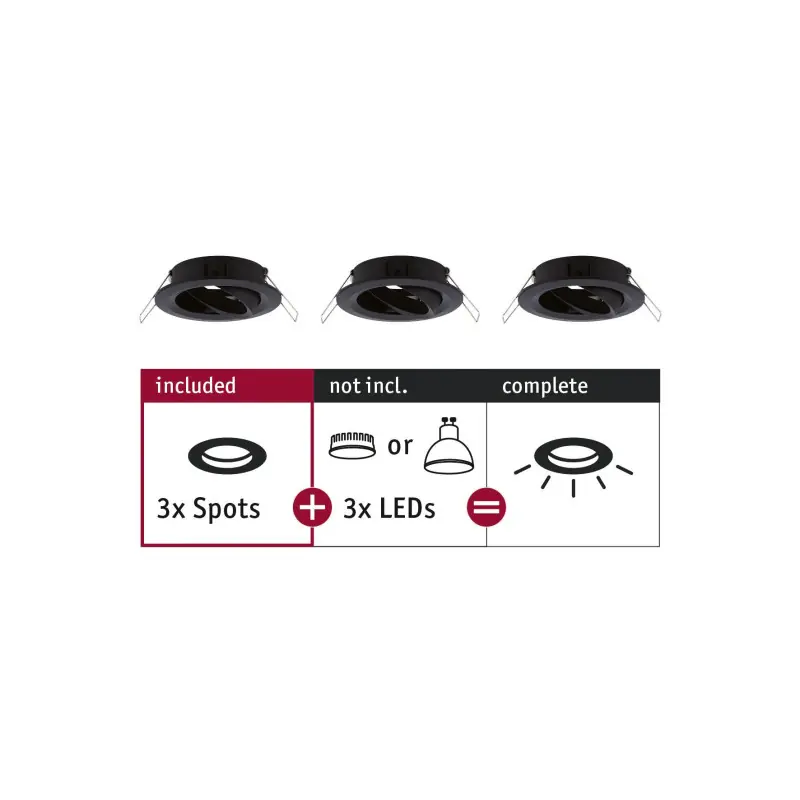 ENC Choose 3 spots orientables max 3x10W 230V 51mm Noir mat alu