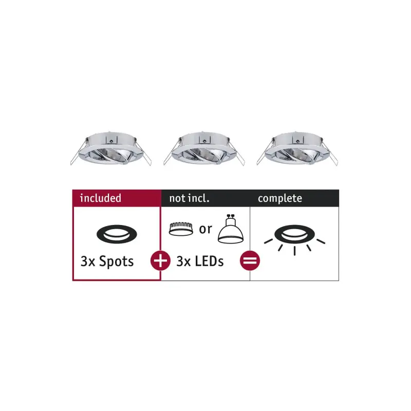 ENC Choose 3 spots orientables max 3x10W 230V 51mm Chrome alu