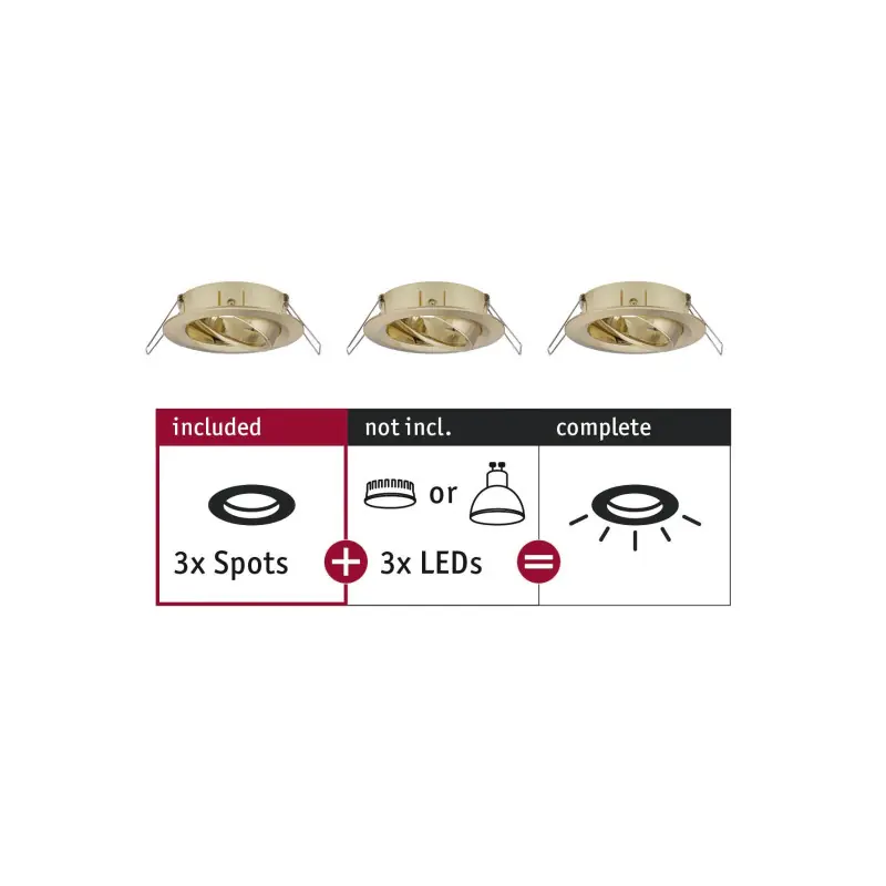 ENC Choose 3 spots orientables max 3x10W 230V 51mm laiton bros alu