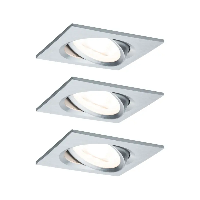 Kit enc Nova carré orientable LED 3x6,5W 2700 K 230V GU10 51mm Alu tour/Alu