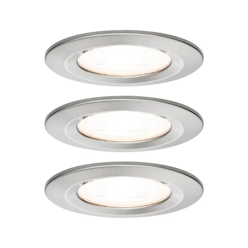 Kit enc Nova rd fixe LED IP44 3x6,5W 2700K 230V GU10 51mm Acier bros/Alu