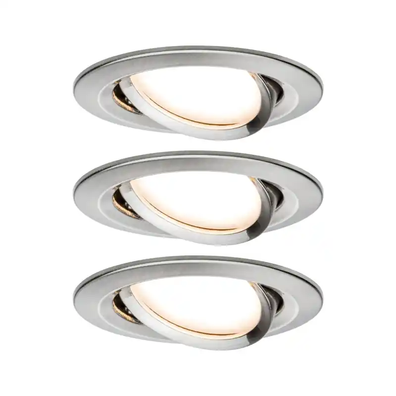 Kit enc Nova Coin rond orientable LED 3x6,5W 2700K 230V Acier brossé/Alu