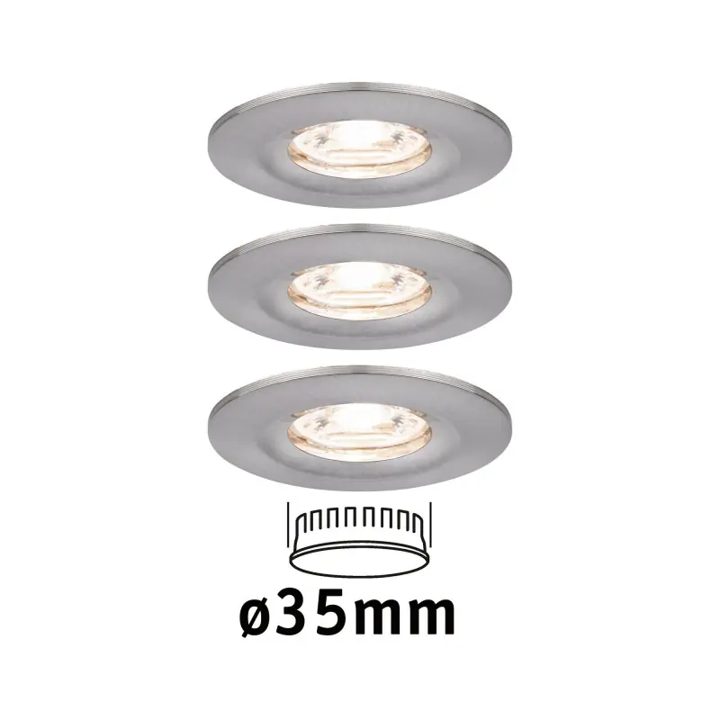 Enc Nova mini Coin rond fixe IP44 LED 3x4W 310lm acier brossé/alu