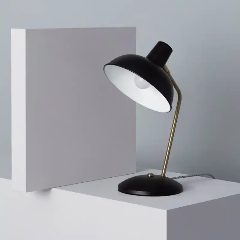Lampe de table-38cm-culot e14 style retro noir et laiton
