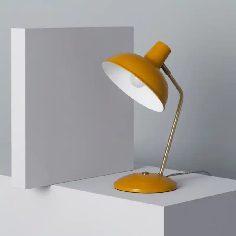 Lampe de table-38cm-culot e14 style retro jaune et laiton