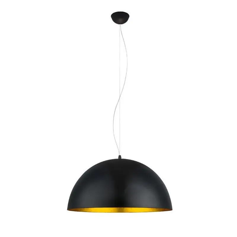 Suspension luminaire suspendu acier noir culot e27 cloche doré 40cm
