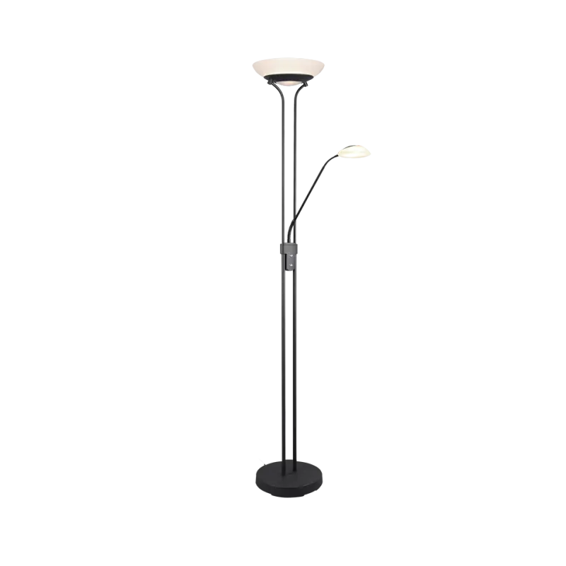 TRIO Lampadaire intérieur noir mat et albâtre ORSON