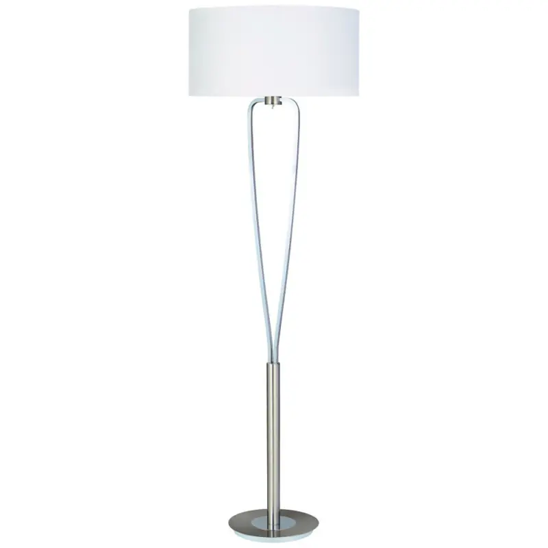 TRIO Lampadaire intérieur nickel mat et blanc PARIS II
