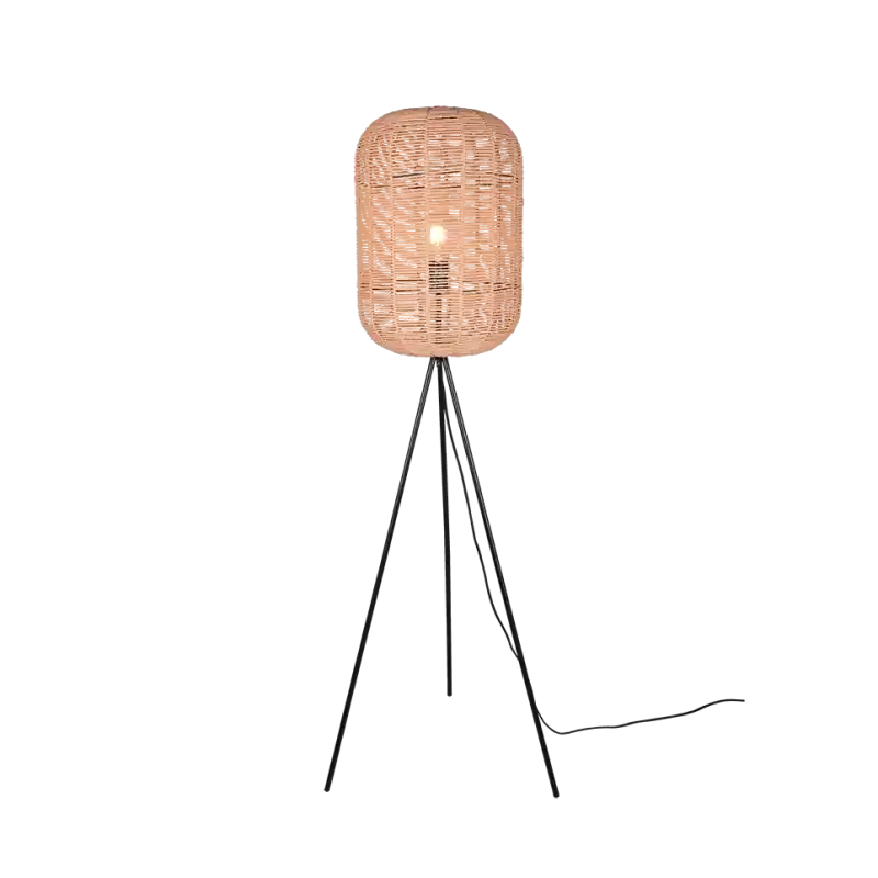 TRIO Lampadaire intérieur noir mat et brun RUNA