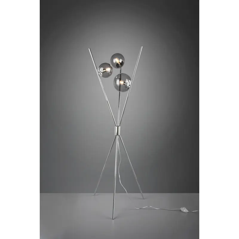 TRIO Lampadaire intérieur chrome et fumé LANCE