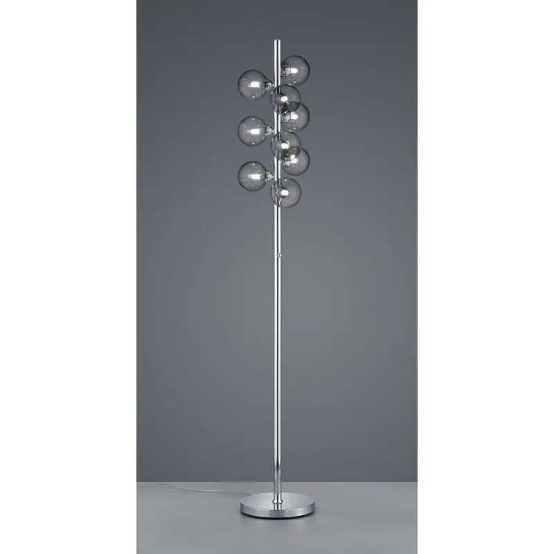 TRIO Lampadaire intérieur chrome et fumé ALICIA