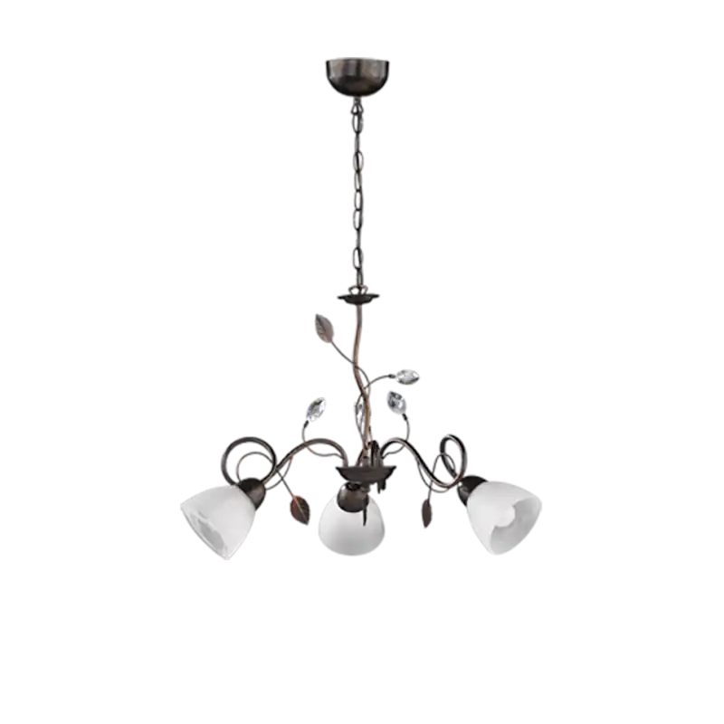 TRIO Lustre intérieur rouille antique et albâtre TRADITIO