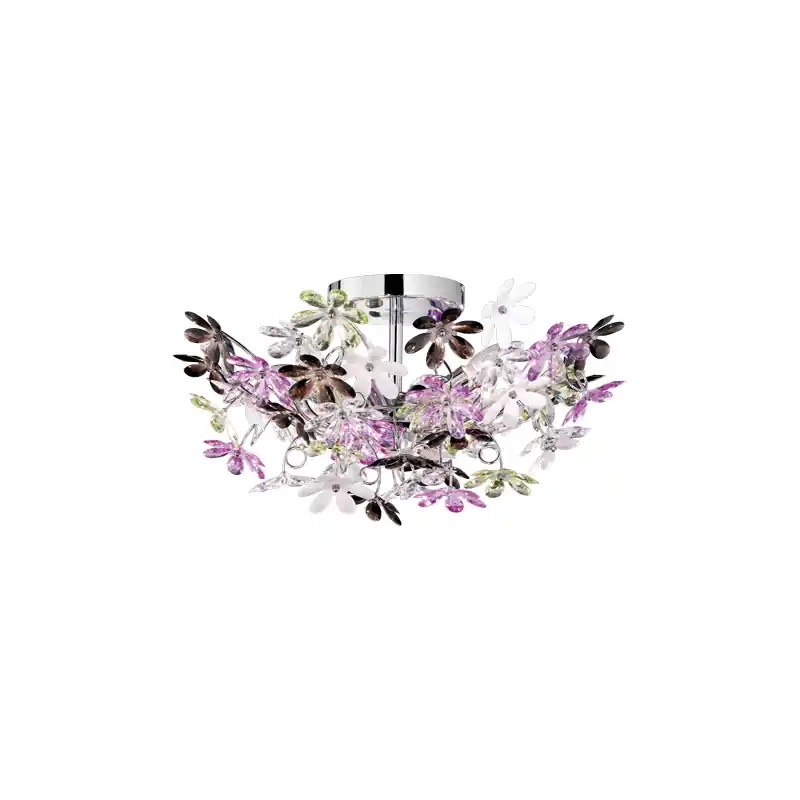 TRIO Plafonnier intérieur chrome et multicouleur FLOWER