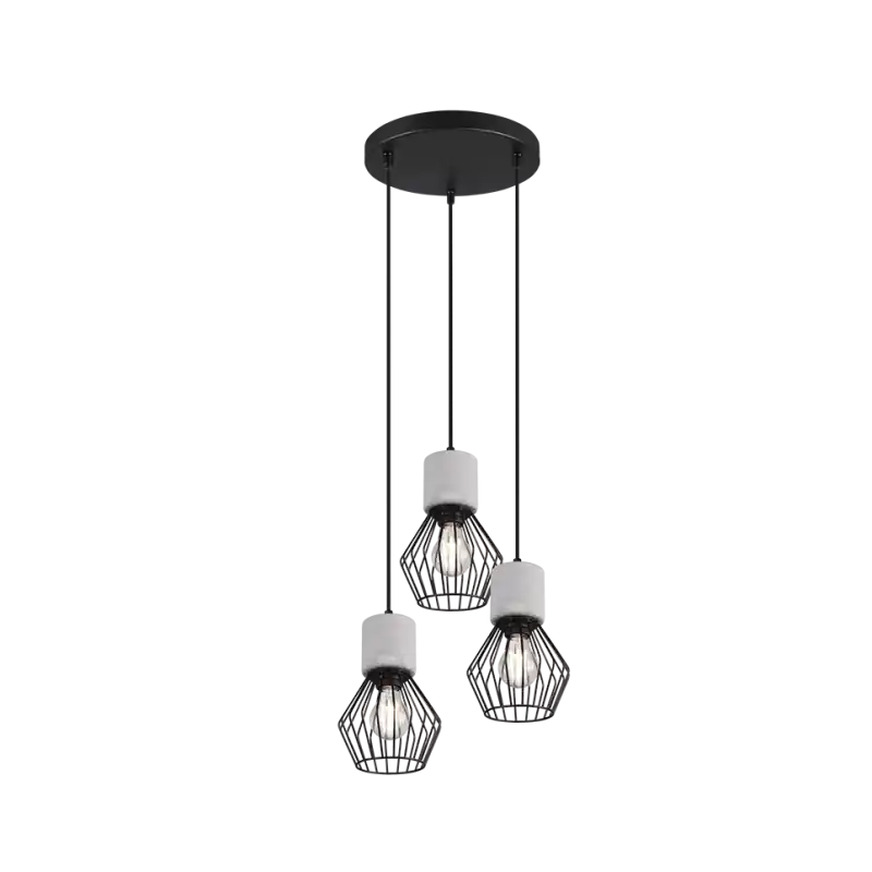TRIO Suspension intérieur noir mat et couleur beton JAMIRO
