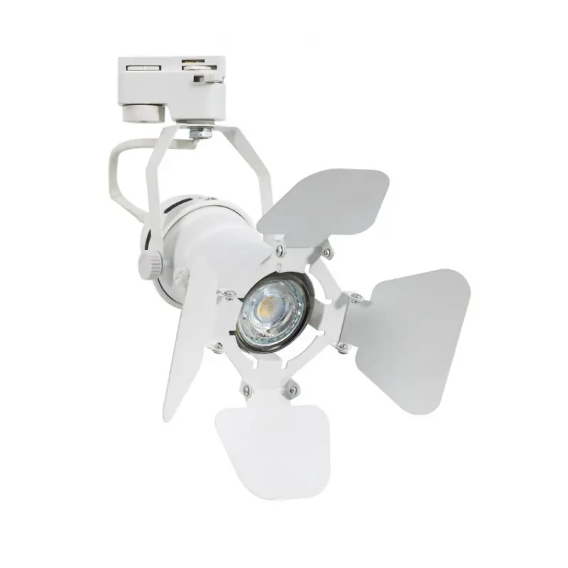 Spot a clapet blanc rail monophasé 1 allumage culot gu10 boutiques commerces