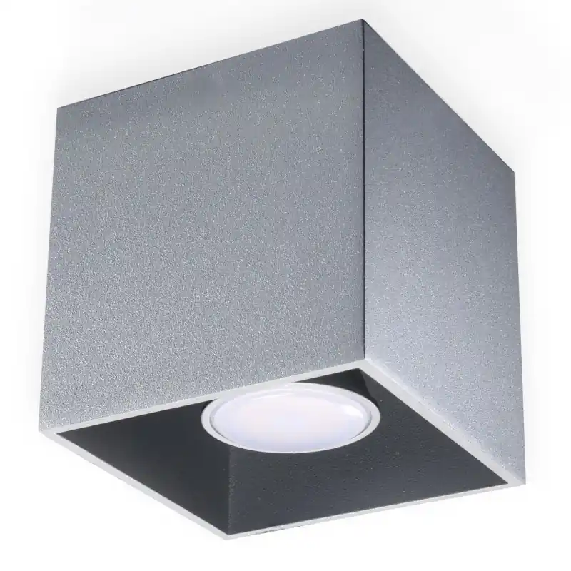 Plafonnier QUAD 1, aluminium gris, GU10