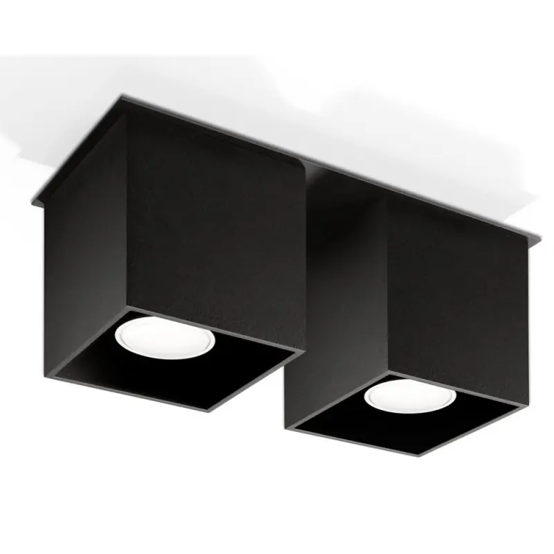 Plafonnier QUAD 2, aluminium, noir, GU10