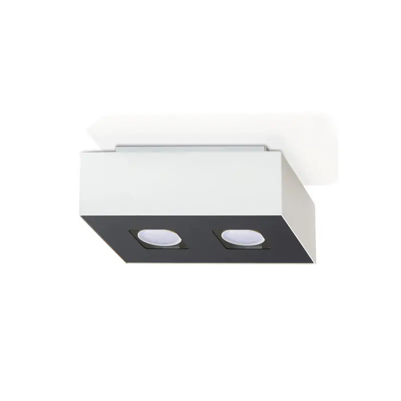 Plafonnier MONO 2, acier, blanc et noir, GU10
