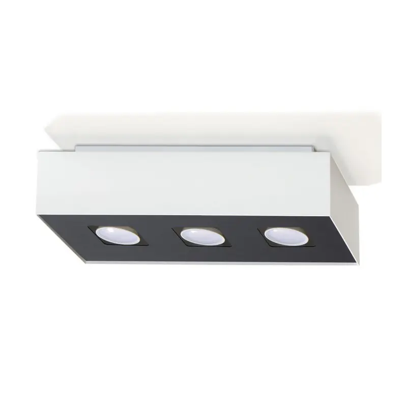 Plafonnier MONO 3, acier, blanc et noir, GU10