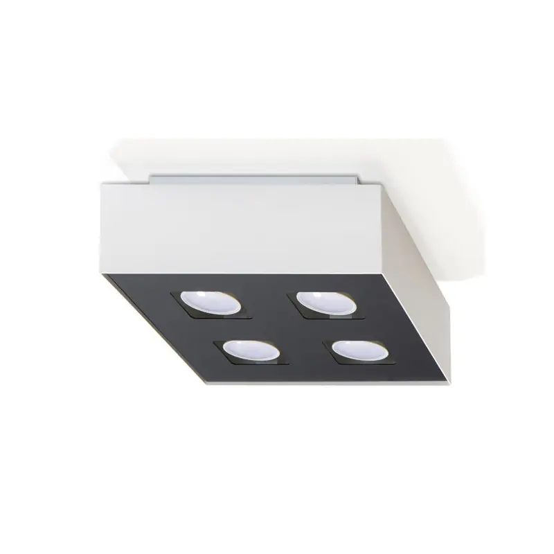 Plafonnier MONO 4, acier, blanc et noir, GU10