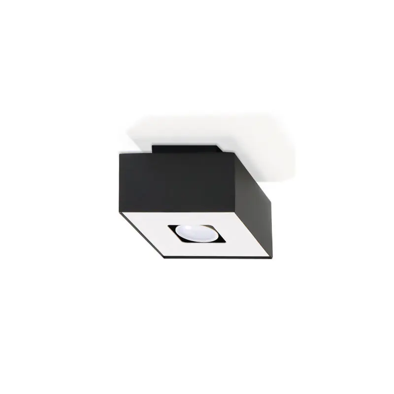 Plafonnier MONO 1, acier, noir et blanc, GU10