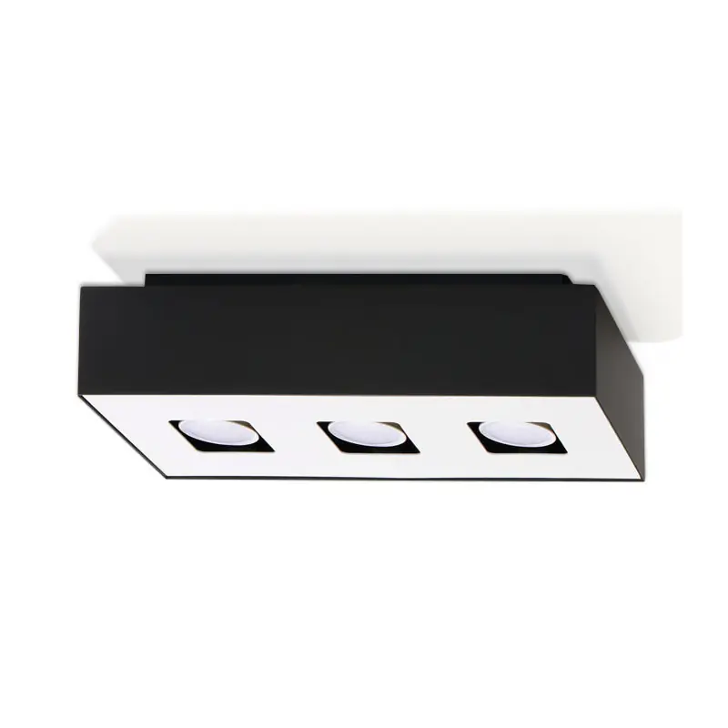 Plafonnier MONO 3, acier, noir et blanc, GU10