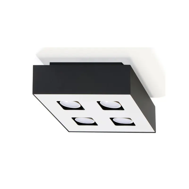 Plafonnier MONO 4, acier, noir et blanc, GU10