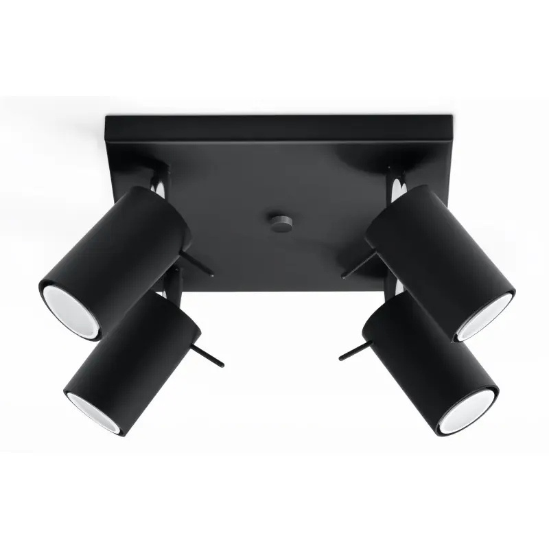 Plafonnier RING 4, acier, noir, GU10
