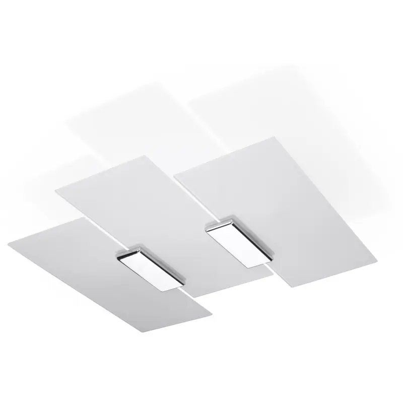 Plafonnier FABIANO, acier/verre, blanc/chrome, E27
