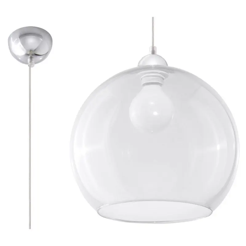 Suspension BALL, verre/acier, transparent/chrome, E27