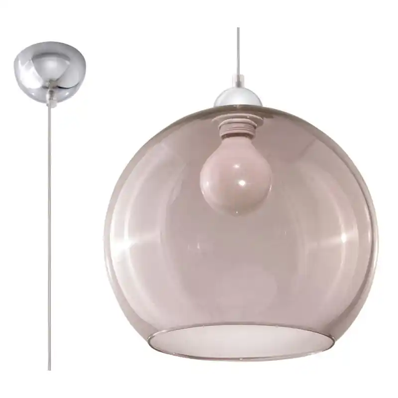 Suspension BALL, verre/acier, graphite/chrome, E27