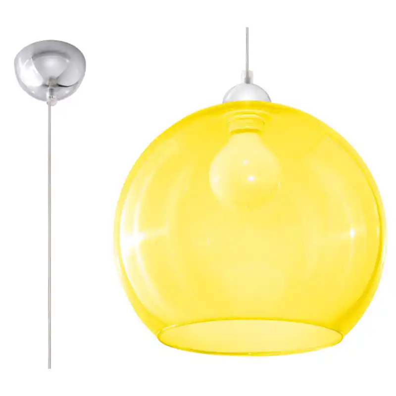 Suspension BALL, verre/acier, jaune/chrome, E27