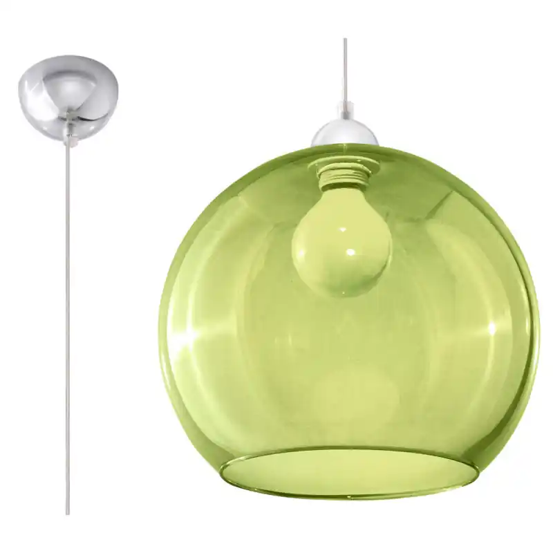 Suspension BALL, verre/acier, vert/chrome, E27